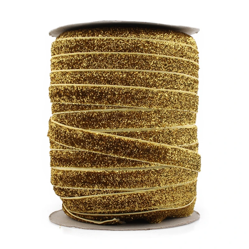 50yards/lot 3/8 inch High Quality Gold Glitter Elastic FOE For Headband Fold Over Ribbon By the Yard For Hair Ties Accessories
50yards/lot 3/8 inch High Quality Gold Glitter Elastic FOE For Headband Fold Over Ribbon By the Yard For Hair Ties Accessories