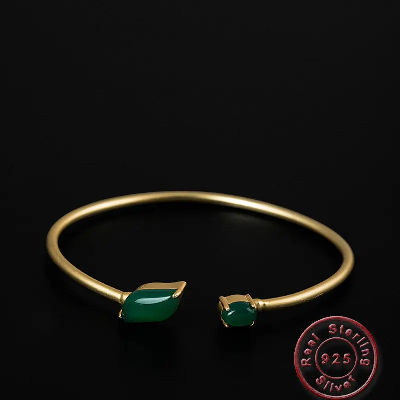 Amxiu Natural Chalcedony Bangle Gold Color Open Bangles 100% 925 Sterling Silver Jewelry For Women Mother' Day Gift Accessories
Amxiu Natural Chalcedony Bangle Gold Color Open Bangles 100% 925 Sterling Silver Jewelry For Women Mother' Day Gift Accessories