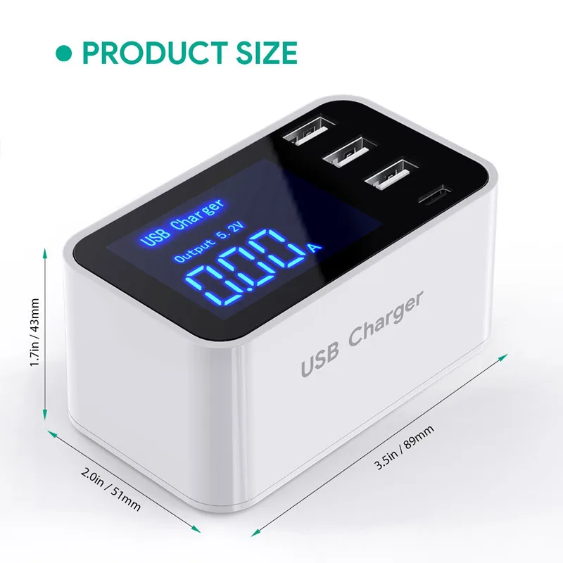 Quick Charge Smart Mobile Phone USB Charger 3 Port USB Type C Fast Charging Charger Wall Power Adapter Led Display Desktop Strip
Quick Charge Smart Mobile Phone USB Charger 3 Port USB Type C Fast Charging Charger Wall Power Adapter Led Display Desktop Strip