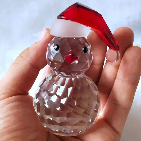 Xmas Gifts Crystal Snowman With Hat Figurines For Souvenir Chrismas Holiday Figurine Collection Ornament Table Decor Crafts