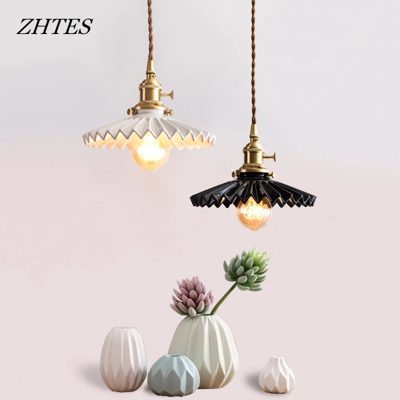 Japan style retro minimalist hang lamp dining room bedroom bedside bar hotel apartment brass ceramic pendant light
Japan style retro minimalist hang lamp dining room bedroom bedside bar hotel apartment brass ceramic pendant light