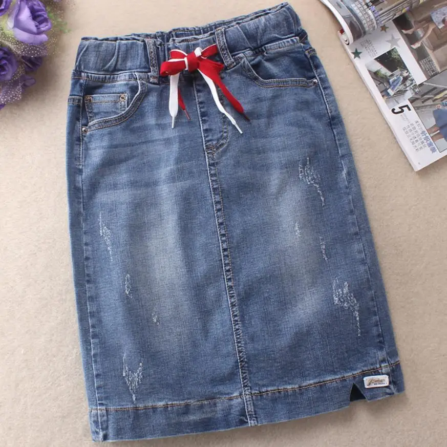 Denim skirt women elastic high waist stretch Slim package hip knee-length jeans skirt
Denim skirt women elastic high waist stretch Slim package hip knee-length jeans skirt