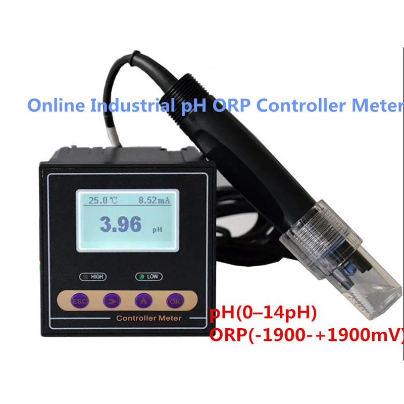 PH-110 Online Industrial pH ORP Controller Tester Meter Monitor pH(0-14 pH) ORP(-1900-+1900 mV)
PH-110 Online Industrial pH ORP Controller Tester Meter Monitor pH(0-14 pH) ORP(-1900-+1900 mV)