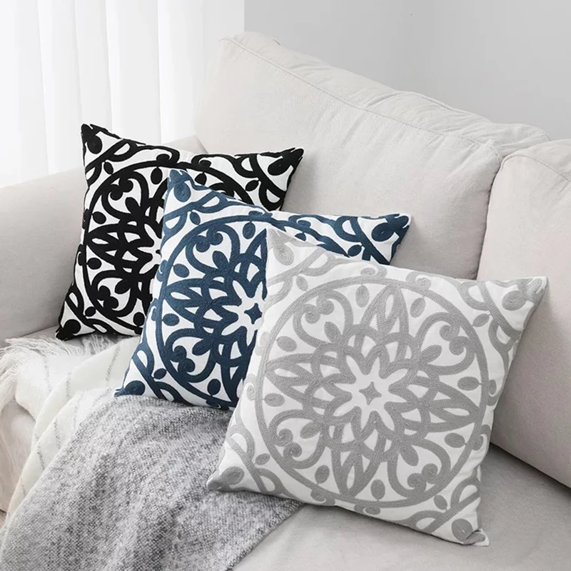 Home Decorative Embroidered Cushion Cover Navy Blue Gray Black Floral Canvas Cotton Square Embroidery Pillow Cover 45x45cm
Home Decorative Embroidered Cushion Cover Navy Blue Gray Black Floral Canvas Cotton Square Embroidery Pillow Cover 45x45cm