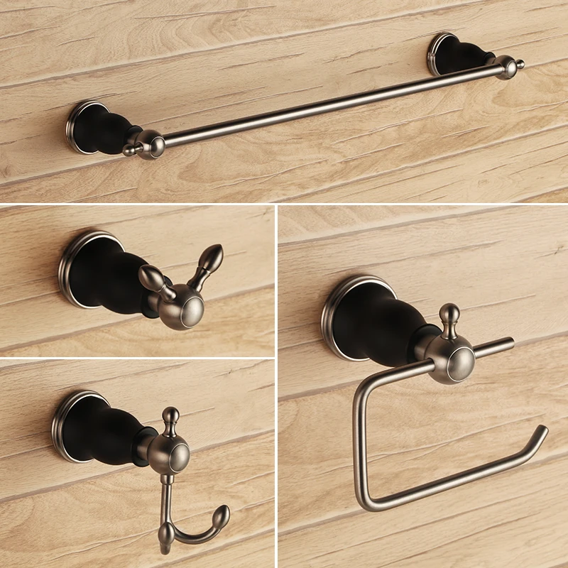 Matte Black Brushed Brass 5 Pcs towel bar towel rack paper holder Clothes hook Robe hook bathroom hardware accessories set
Matte Black Brushed Brass 5 Pcs towel bar towel rack paper holder Clothes hook Robe hook bathroom hardware accessories set