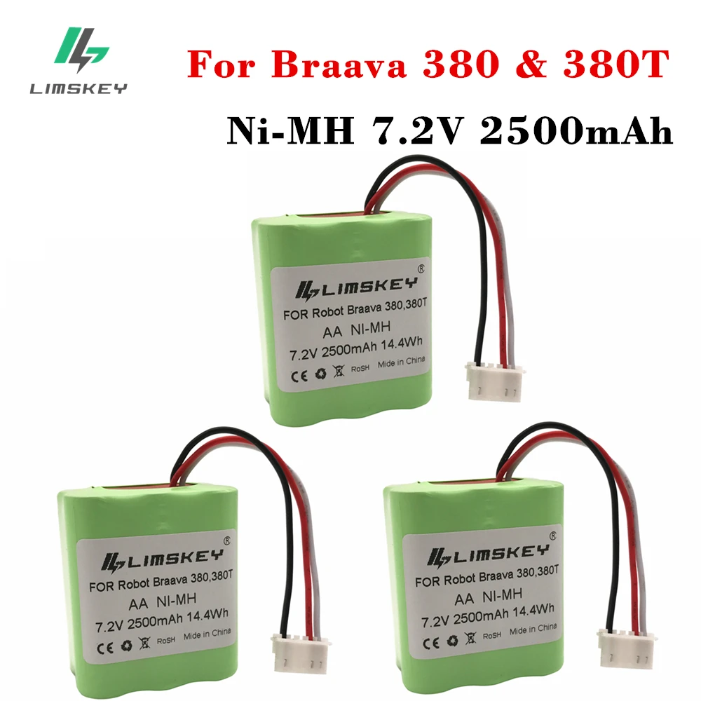 3PCS 7.2V 2500mAh Ni-MH Battery for iRobot Roomba Braava 380 380T 7.2V 2500mAh Battery
3PCS 7.2V 2500mAh Ni-MH Battery for iRobot Roomba Braava 380 380T 7.2V 2500mAh Battery