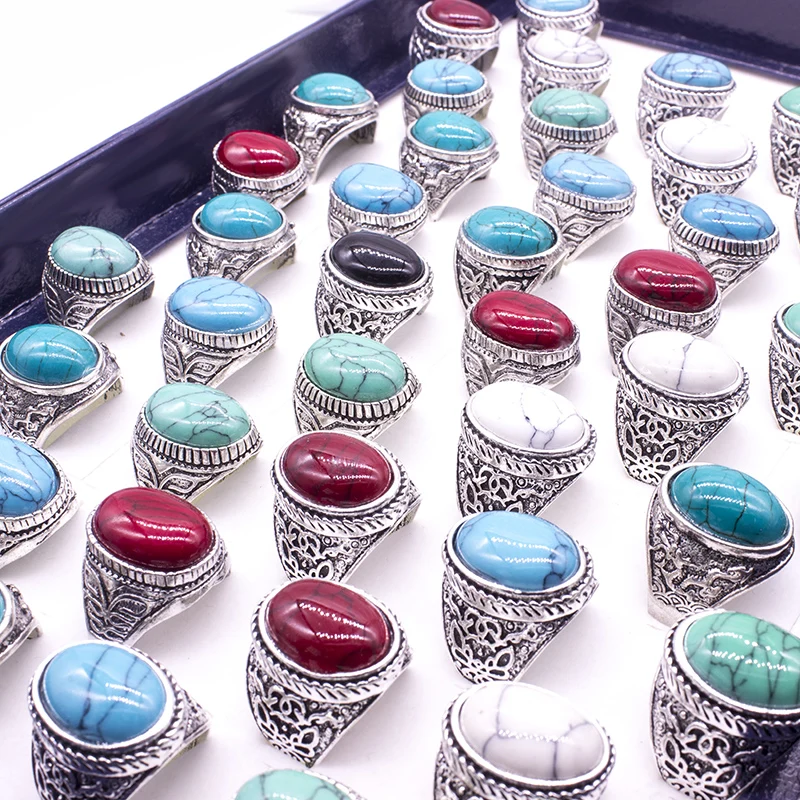 20 Pcs/lot Vintage Stone Ring for Women Men Fashion Jewelry Mix Color Silver Plated Punk Statement Retro Ring for Party Gift 
20 Pcs/lot Vintage Stone Ring for Women Men Fashion Jewelry Mix Color Silver Plated Punk Statement Retro Ring for Party Gift