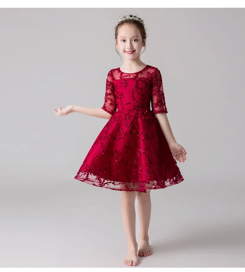 Elegant Girl Party Dress Half Sleeve Red Tulle Flower Girl Dress For Wedding Kids Pageant Costume Princess First Communion Gown
Elegant Girl Party Dress Half Sleeve Red Tulle Flower Girl Dress For Wedding Kids Pageant Costume Princess First Communion Gown