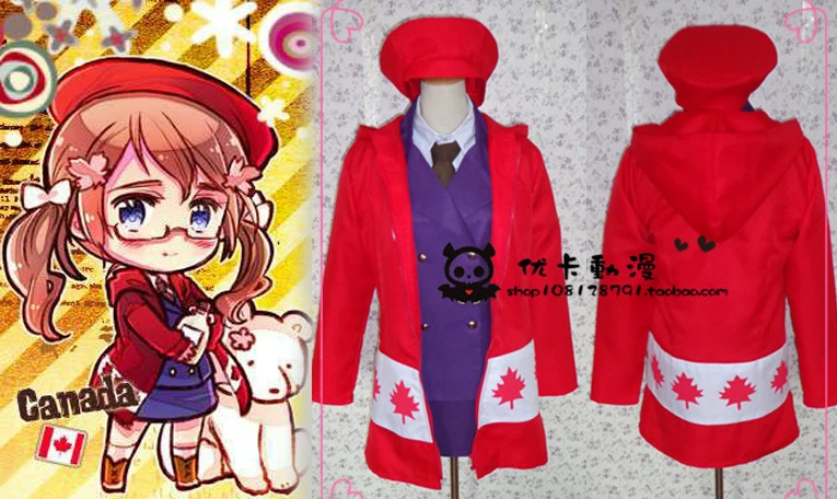 Anime APH cosplay Canada costume army uniform female dress coat set 110
Anime APH cosplay Canada costume army uniform female dress coat set 110