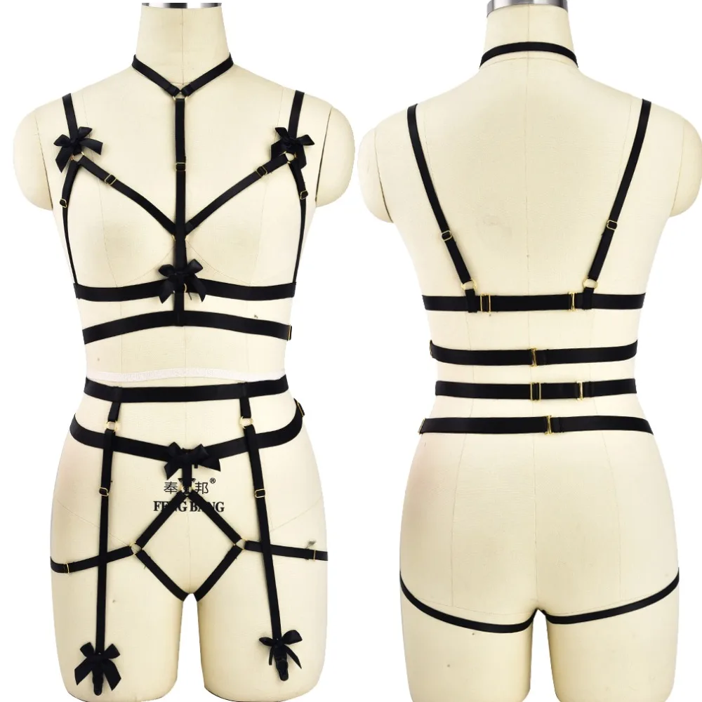 Black Bow Body Harness set Gold Accessories Adjustable Crop Top Goth Garter Pole Dance Bondage Harness Stockings Garters Belt
Black Bow Body Harness set Gold Accessories Adjustable Crop Top Goth Garter Pole Dance Bondage Harness Stockings Garters Belt