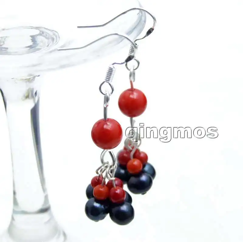 Qingmos 5-6mm Black Round Natural Pearl with 3-5mm Red Coral Dangle 1.5'' earring-ear532 wholesale/retail Free shipping
Qingmos 5-6mm Black Round Natural Pearl with 3-5mm Red Coral Dangle 1.5'' earring-ear532 wholesale/retail Free shipping