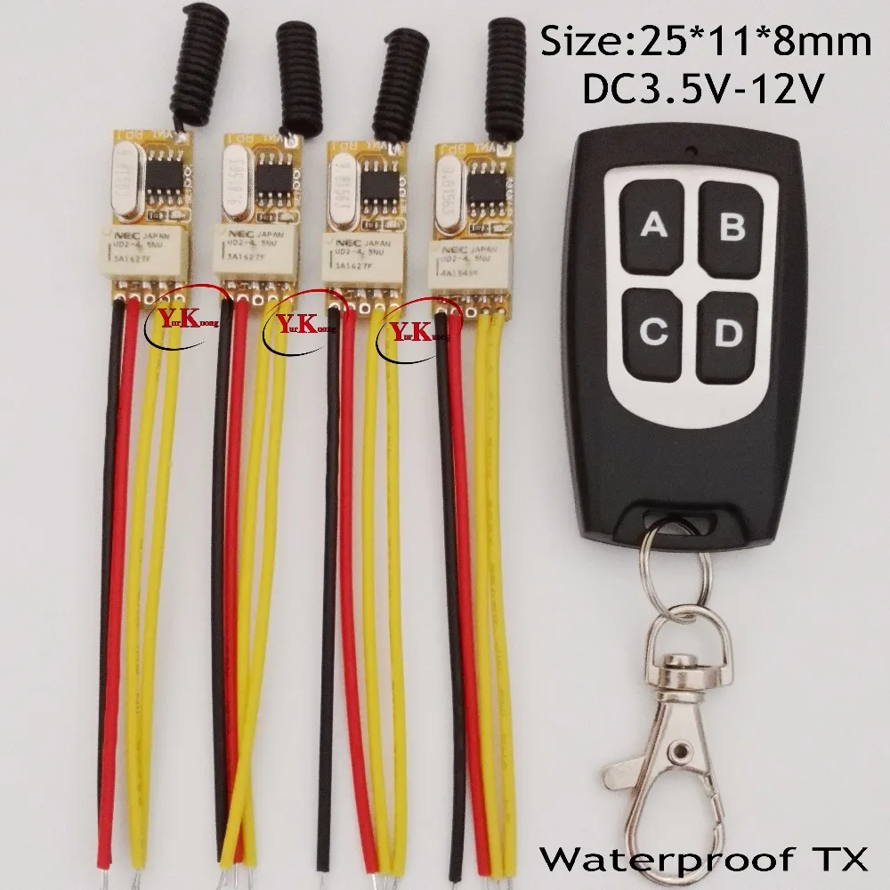 Micro Relay Contact Remote Switch Mini RF Button Switch 0V Switching Receiver 4CH independent 3.7V 4.2V 4.5V 5V 6V 7.4V 8V 9V12V
Micro Relay Contact Remote Switch Mini RF Button Switch 0V Switching Receiver 4CH independent 3.7V 4.2V 4.5V 5V 6V 7.4V 8V 9V12V