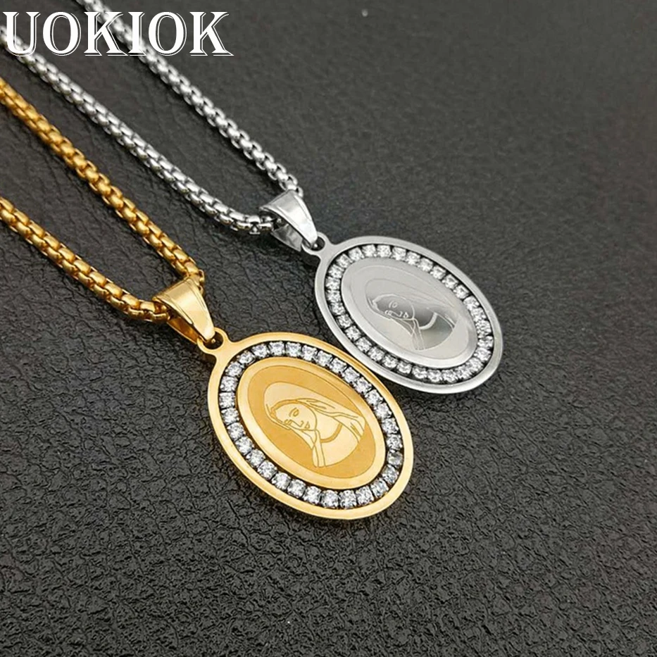 Hip Hop Iced Out Bling Virgin Mary Pendant Necklace Gold Color Stainless Steel Chain For Women Christian Jewelry Madonna XL1303
Hip Hop Iced Out Bling Virgin Mary Pendant Necklace Gold Color Stainless Steel Chain For Women Christian Jewelry Madonna XL1303