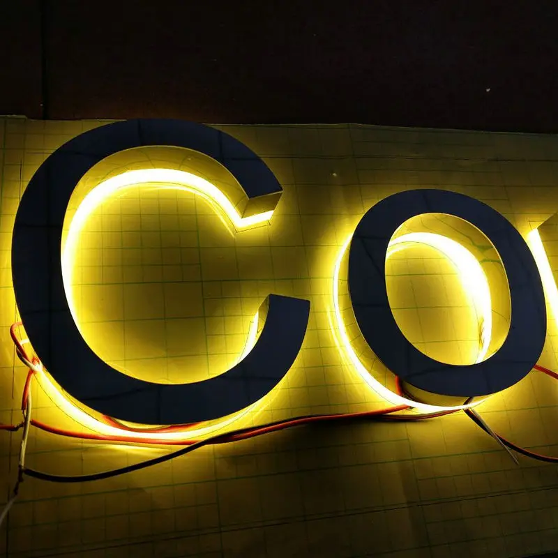 3D custom restaurant illuminated letters stainless steel backlit store logo sign
3D custom restaurant illuminated letters stainless steel backlit store logo sign