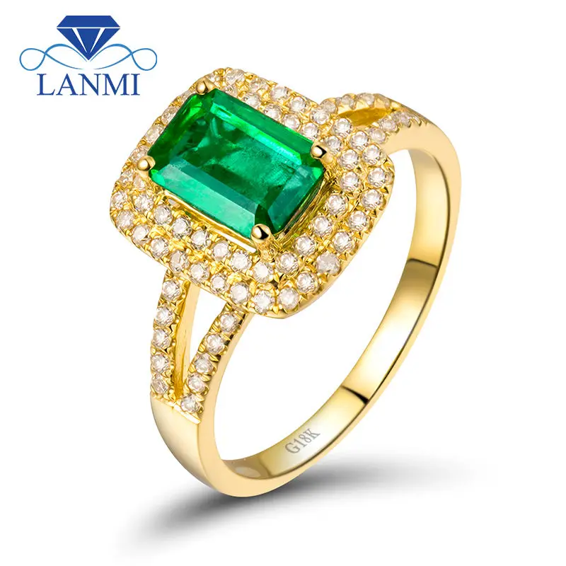 LANMI Rings for Women Emerald Cut 5x7mm Real 18k Yellow Gold Genuine Diamond Natural Emerald Gemstone Engagement Party Ring
LANMI Rings for Women Emerald Cut 5x7mm Real 18k Yellow Gold Genuine Diamond Natural Emerald Gemstone Engagement Party Ring