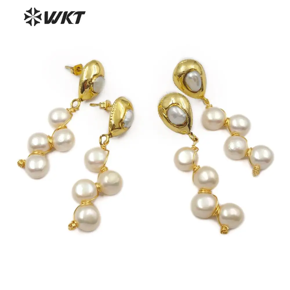 WT-E529 WKT Freshwater Pearl Earring Four pieces Round Shape White Pearl With Wire Wrapped Earring For Wedding Jewelry
WT-E529 WKT Freshwater Pearl Earring Four pieces Round Shape White Pearl With Wire Wrapped Earring For Wedding Jewelry