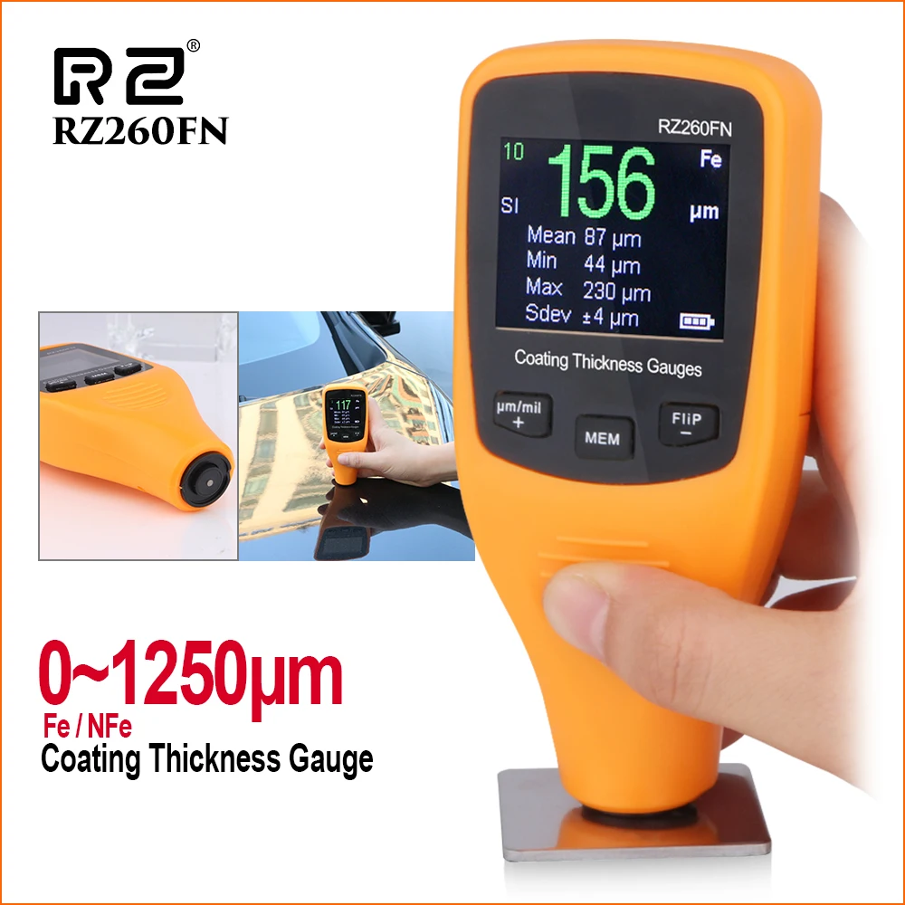 RZ Paint Thickness Gauge Digital Coating Thickness Gauge Meter With Backlight 0~1250 Film Car Paint Tester Thickness Gauge
RZ Paint Thickness Gauge Digital Coating Thickness Gauge Meter With Backlight 0~1250 Film Car Paint Tester Thickness Gauge