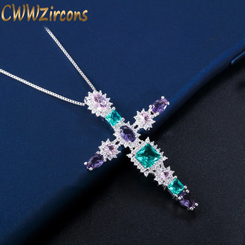 CWWZircons красочный кубический цирконий кристалл элегантный большой крест кулон ожерелье для женщин модные ювелирные изделия аксессуары CP045
CWWZircons красочный кубический цирконий кристалл элегантный большой крест кулон ожерелье для женщин модные ювелирные изделия аксессуары CP045