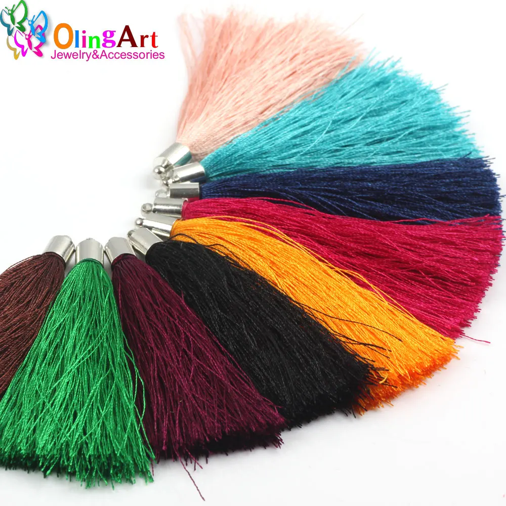 OlingArt 75mm 6pcs silver cap color mixing polyester silk tassels DIY Necklace Earrings Jewelry with keychain Charm Pendant
OlingArt 75mm 6pcs silver cap color mixing polyester silk tassels DIY Necklace Earrings Jewelry with keychain Charm Pendant