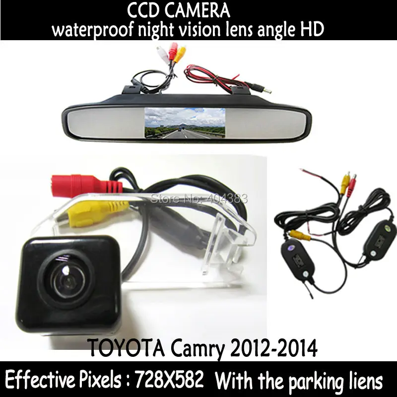 WIireless CCD HD Car rear view parking backup camera for Toyota Camry 2012 2013 2014 + 4.3" car rearview mirror monitor TFT LCD
WIireless CCD HD Car rear view parking backup camera for Toyota Camry 2012 2013 2014 + 4.3" car rearview mirror monitor TFT LCD