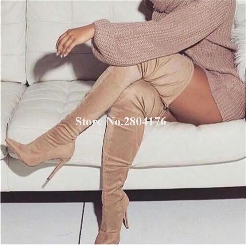 Western Style Women Fashion Suede Leather Thin Heel Over Knee Boots Slim Style Long High Heel Boots Sexy Dress Shoes 
Western Style Women Fashion Suede Leather Thin Heel Over Knee Boots Slim Style Long High Heel Boots Sexy Dress Shoes