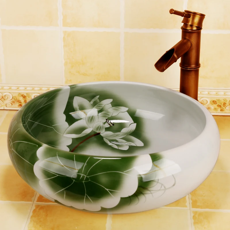 Lotus Porcelain Bathroom ceramic counter top sink Rectangular wash basin popular in europe art basin lavabo hand painted sink
Lotus Porcelain Bathroom ceramic counter top sink Rectangular wash basin popular in europe art basin lavabo hand painted sink