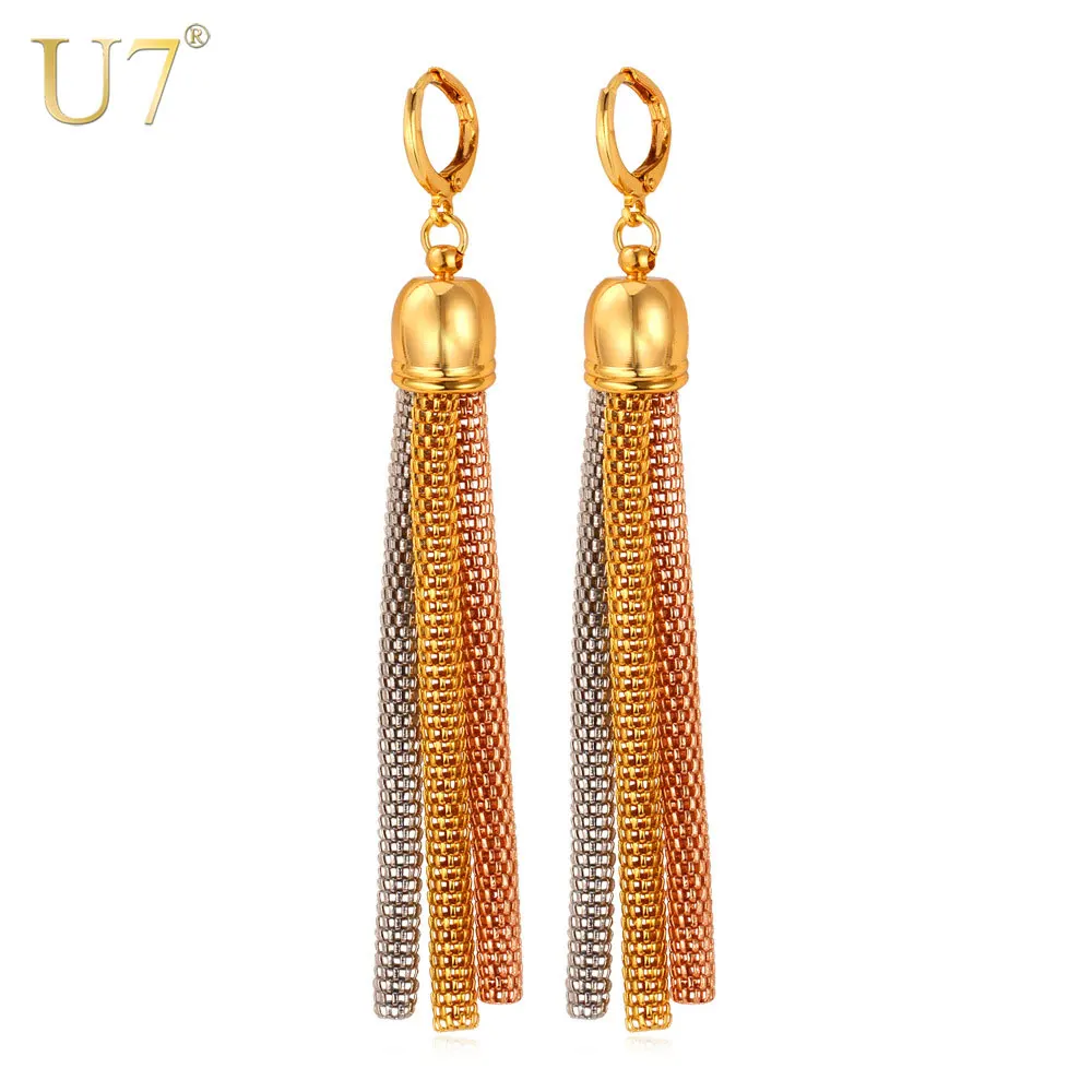 U7 Long Earrings Unique Mix 3 Colors Gold/Rose Gold Color Stainless Steel Jewelry Dangle Tassel Earrings For Women E511 QC24
U7 Long Earrings Unique Mix 3 Colors Gold/Rose Gold Color Stainless Steel Jewelry Dangle Tassel Earrings For Women E511 QC24