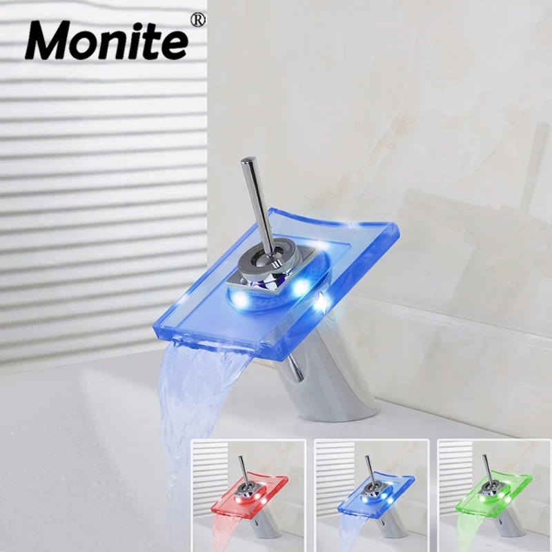 LED RGB Chrome Bathroom Faucets,Mixers & Taps Single Handle 1 Holes Bathroom Waterfall Chrome Basin Faucet
LED RGB Chrome Bathroom Faucets,Mixers & Taps Single Handle 1 Holes Bathroom Waterfall Chrome Basin Faucet