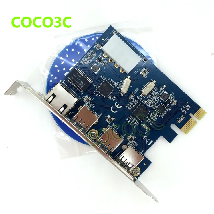 PCI-e to External 3 ports USB 3.0+ RJ45 Gigabit Ethernet Network card USB3.0 + 1000M LAN Combo PCI express card
PCI-e to External 3 ports USB 3.0+ RJ45 Gigabit Ethernet Network card USB3.0 + 1000M LAN Combo PCI express card