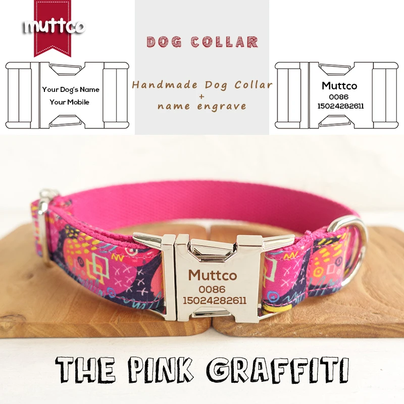 MUTTCO Laser engraved dog collar retailing self-design THE PINK GRAFFITI high quality handmade dog collar leash 5 sizes UDC063
MUTTCO Laser engraved dog collar retailing self-design THE PINK GRAFFITI high quality handmade dog collar leash 5 sizes UDC063