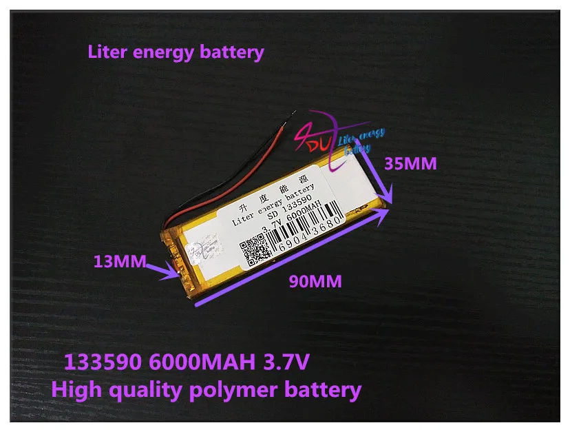 3,7 V 6000mAH 133590 полимерный литий-ионный/литий-ионный аккумулятор для планшетного ПК, mp3,mp4, внешнего аккумулятора; DVR
3,7 V 6000mAH 133590 полимерный литий-ионный/литий-ионный аккумулятор для планшетного ПК, mp3,mp4, внешнего аккумулятора; DVR