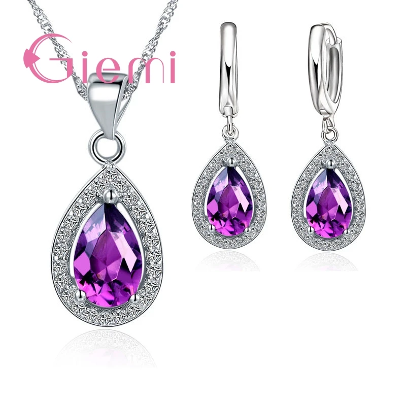 Luxury Real 925 Silver Jewelry Set Water Drop Cubic Zirconia CZ Stone Wedding Party Hoop Earrings Pendant Necklaces
Luxury Real 925 Silver Jewelry Set Water Drop Cubic Zirconia CZ Stone Wedding Party Hoop Earrings Pendant Necklaces