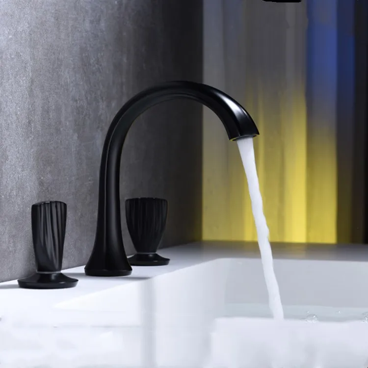 Black Brass Double Handle Bathroom Sink Faucet Hot Cold Basin Faucet Mix Tap Three holes Bathroom Faucets-High quality material
Black Brass Double Handle Bathroom Sink Faucet Hot Cold Basin Faucet Mix Tap Three holes Bathroom Faucets-High quality material