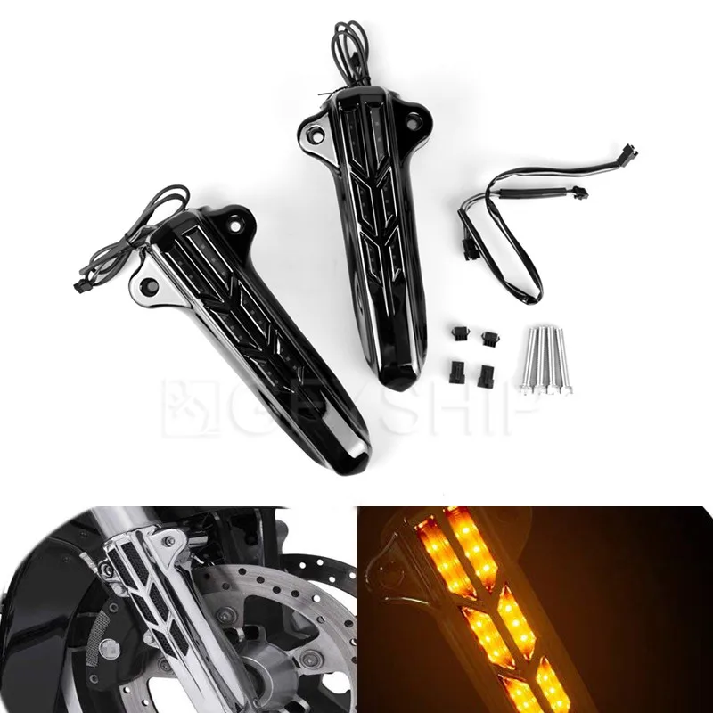 Motorcycle Front Lower Fork Leg Covers Slider LED Decorative Light For Harley Touring Road King Street Glide 2014 to 2017 2018
Motorcycle Front Lower Fork Leg Covers Slider LED Decorative Light For Harley Touring Road King Street Glide 2014 to 2017 2018