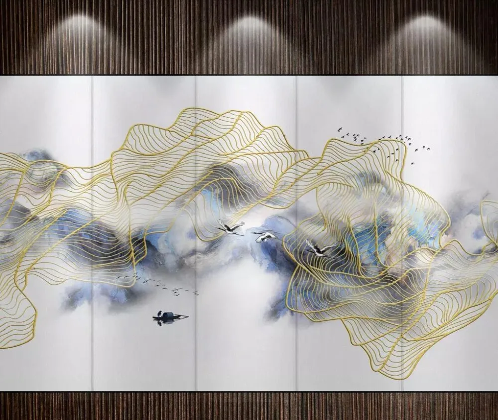 Custom mural wallpaper 3D Chinese creative abstract oil painting landscape gold three-dimensional line background wall
Custom mural wallpaper 3D Chinese creative abstract oil painting landscape gold three-dimensional line background wall