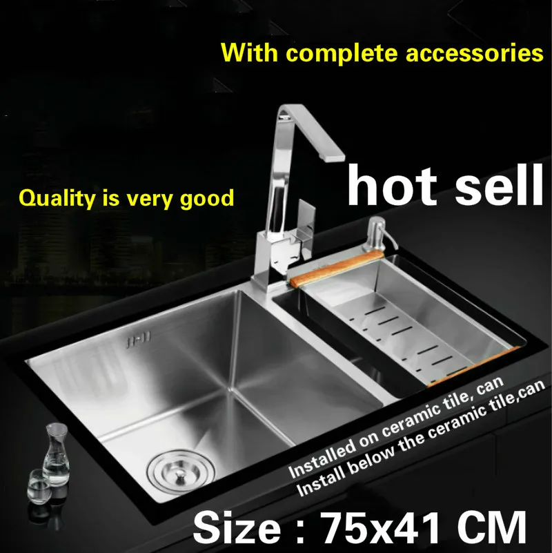 Free shipping kitchen sink fashion durable double trough 304 stainless steel hand made hot sell 75x41 CM
Free shipping kitchen sink fashion durable double trough 304 stainless steel hand made hot sell 75x41 CM