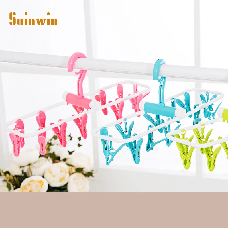 Sainwin 2pcs/lot 12clip plastic hanger folding drying rack underwear socks clip hangers multifunctional clothes rack
Sainwin 2pcs/lot 12clip plastic hanger folding drying rack underwear socks clip hangers multifunctional clothes rack