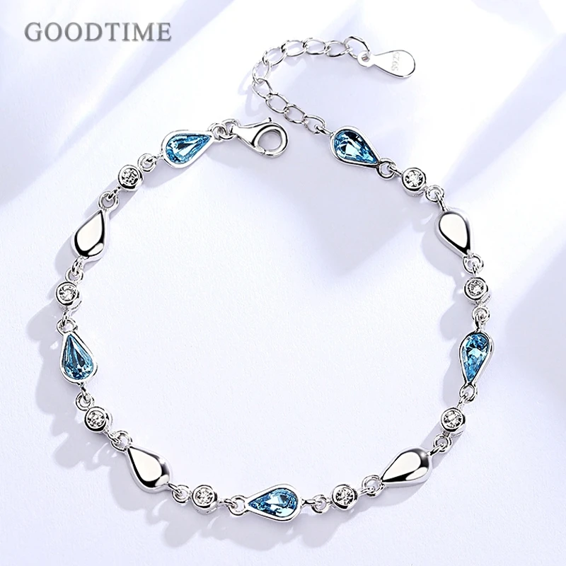 Trendy Bracelet 925 Sterling Silver Bracelets Rhinestone Blue Water Droplets Zircon Jewelry Charm Bracelets For Women Girl
Trendy Bracelet 925 Sterling Silver Bracelets Rhinestone Blue Water Droplets Zircon Jewelry Charm Bracelets For Women Girl