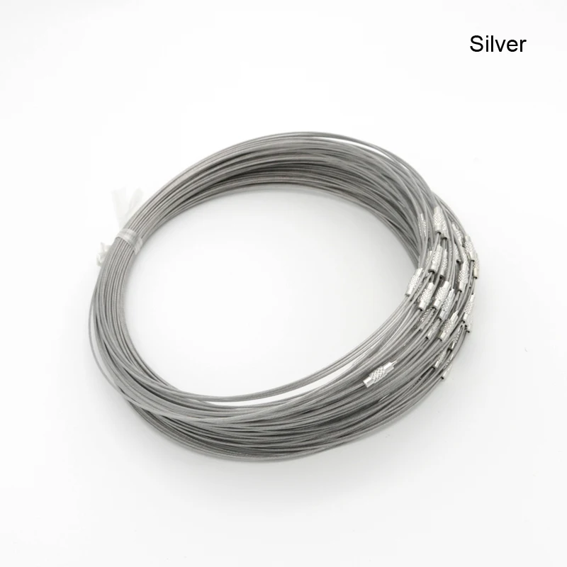 18 Inch 50PCS/LOT Silver Color Stainless Wire Cable 1MM Steel Chain Cord Necklace Screw Clasp Jewelry Findings Free shipping
18 Inch 50PCS/LOT Silver Color Stainless Wire Cable 1MM Steel Chain Cord Necklace Screw Clasp Jewelry Findings Free shipping