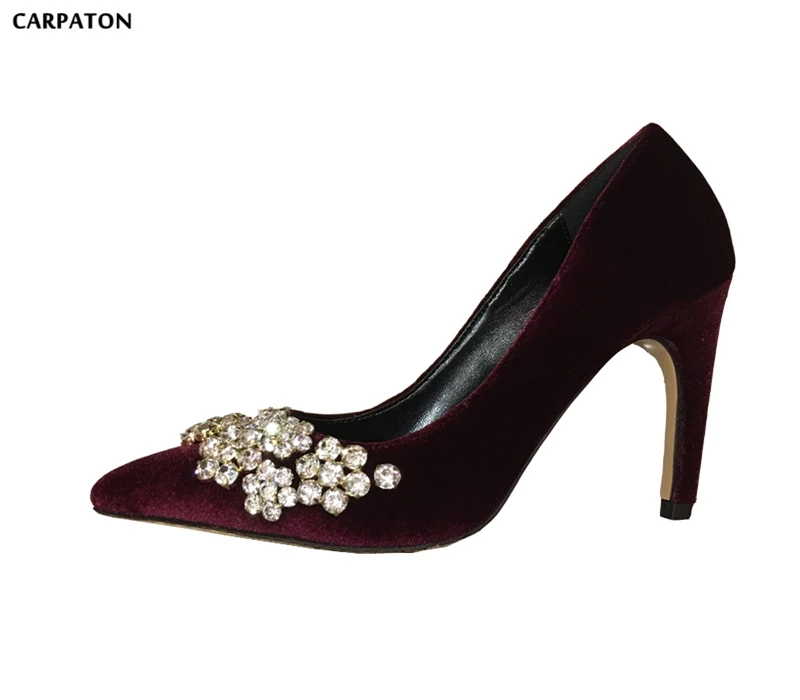 Carpaton Bling Bling Crystal Flower Decorations High Heel Shoes 2018 Newest Velvet Woman Pumps Sexy Pointed Toe Wedding Heels
Carpaton Bling Bling Crystal Flower Decorations High Heel Shoes 2018 Newest Velvet Woman Pumps Sexy Pointed Toe Wedding Heels