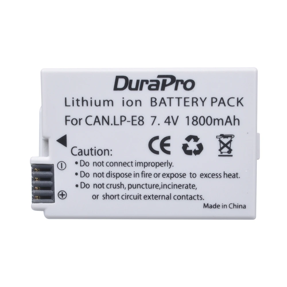Аккумулятор DuraPro LP-E8, для Canon EOS 550D, 600D, 650D, 700D, kiss X4, X5, X6i, X7i, Rebel T2i, T3i, T4i, T5i
Аккумулятор DuraPro LP-E8, для Canon EOS 550D, 600D, 650D, 700D, kiss X4, X5, X6i, X7i, Rebel T2i, T3i, T4i, T5i