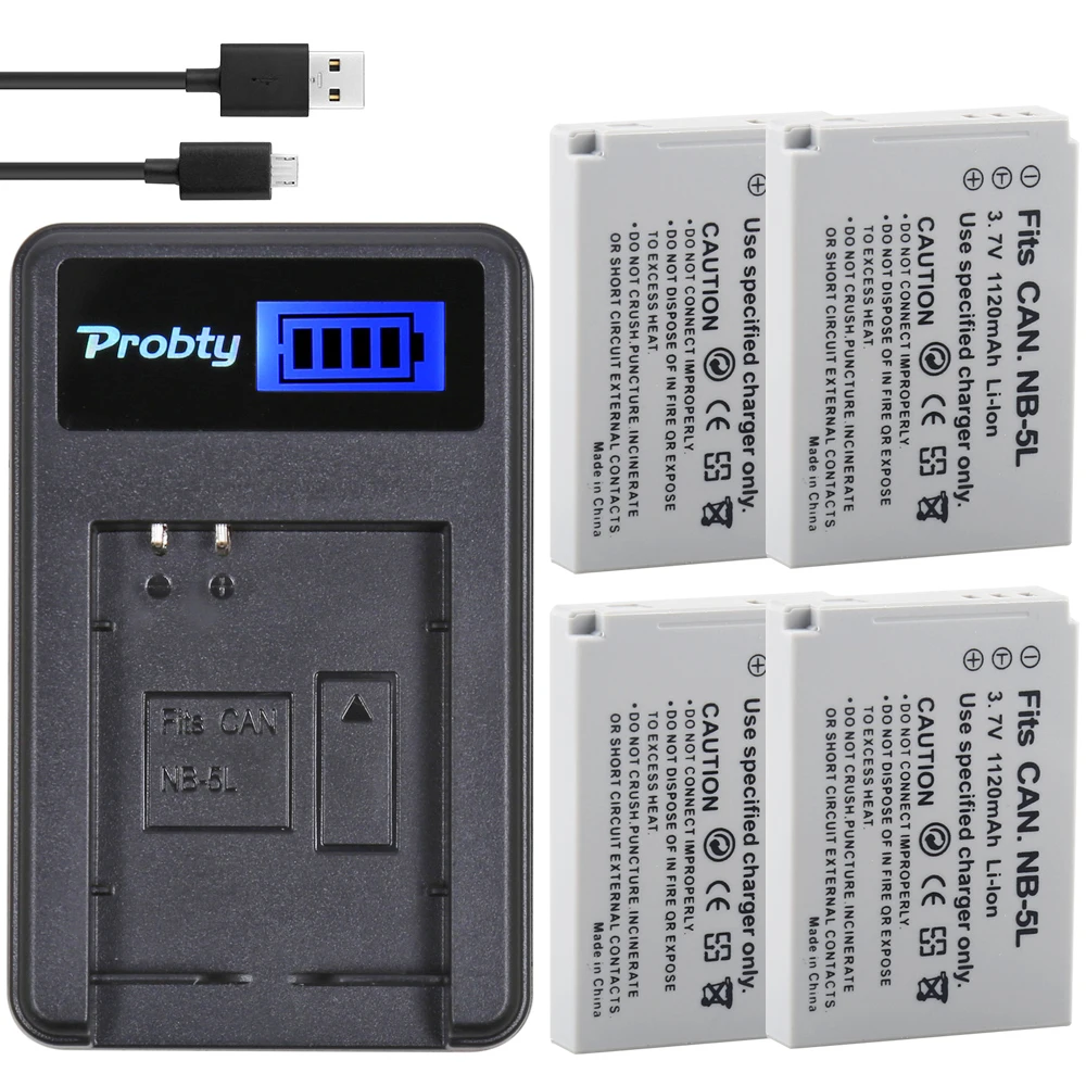 4Pcs NB-5L NB 5L Battery + USB LCD Charger for Canon PowerShot SD790IS SD850IS SD870IS SD880IS SD890IS SD970IS SD990IS SX200IS
4Pcs NB-5L NB 5L Battery + USB LCD Charger for Canon PowerShot SD790IS SD850IS SD870IS SD880IS SD890IS SD970IS SD990IS SX200IS