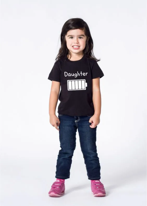 Summer Kids Tshirt Funny Battery Daughter Children Casual Short Sleeves Outfits Girls Print Tee Shirt Girl Round Neck Shirt
Summer Kids Tshirt Funny Battery Daughter Children Casual Short Sleeves Outfits Girls Print Tee Shirt Girl Round Neck Shirt
