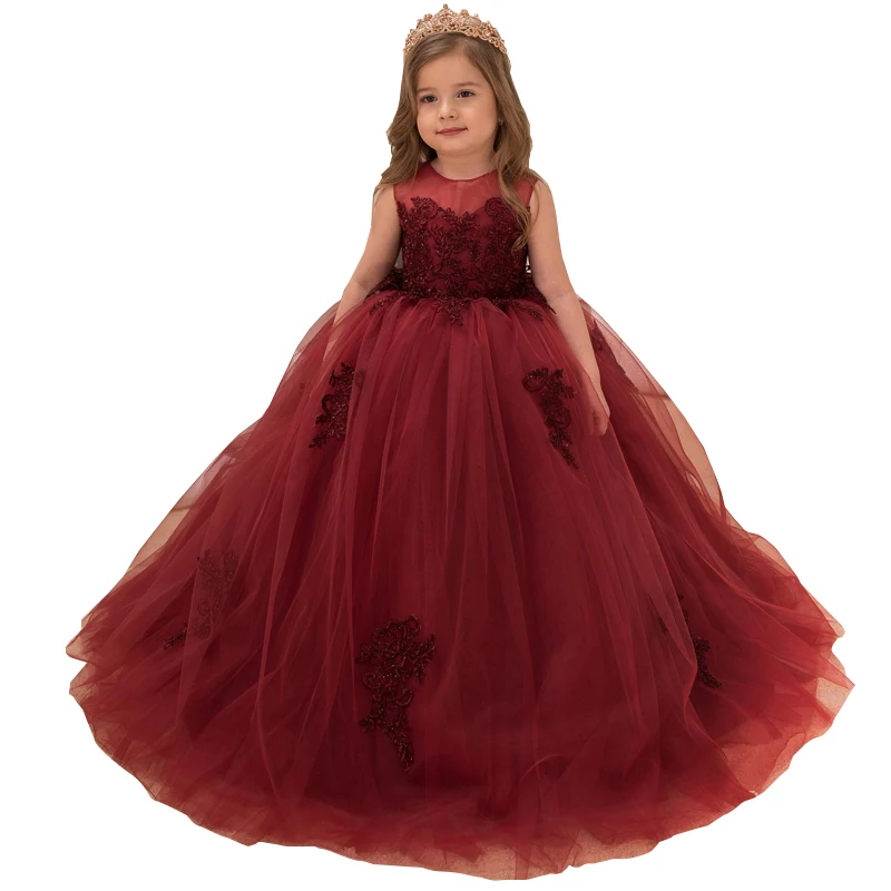 Burgundy ball gown tulle flower girls dresses jewel neck sleeveless lace appliqued corset back kids formal wear for weddings
Burgundy ball gown tulle flower girls dresses jewel neck sleeveless lace appliqued corset back kids formal wear for weddings