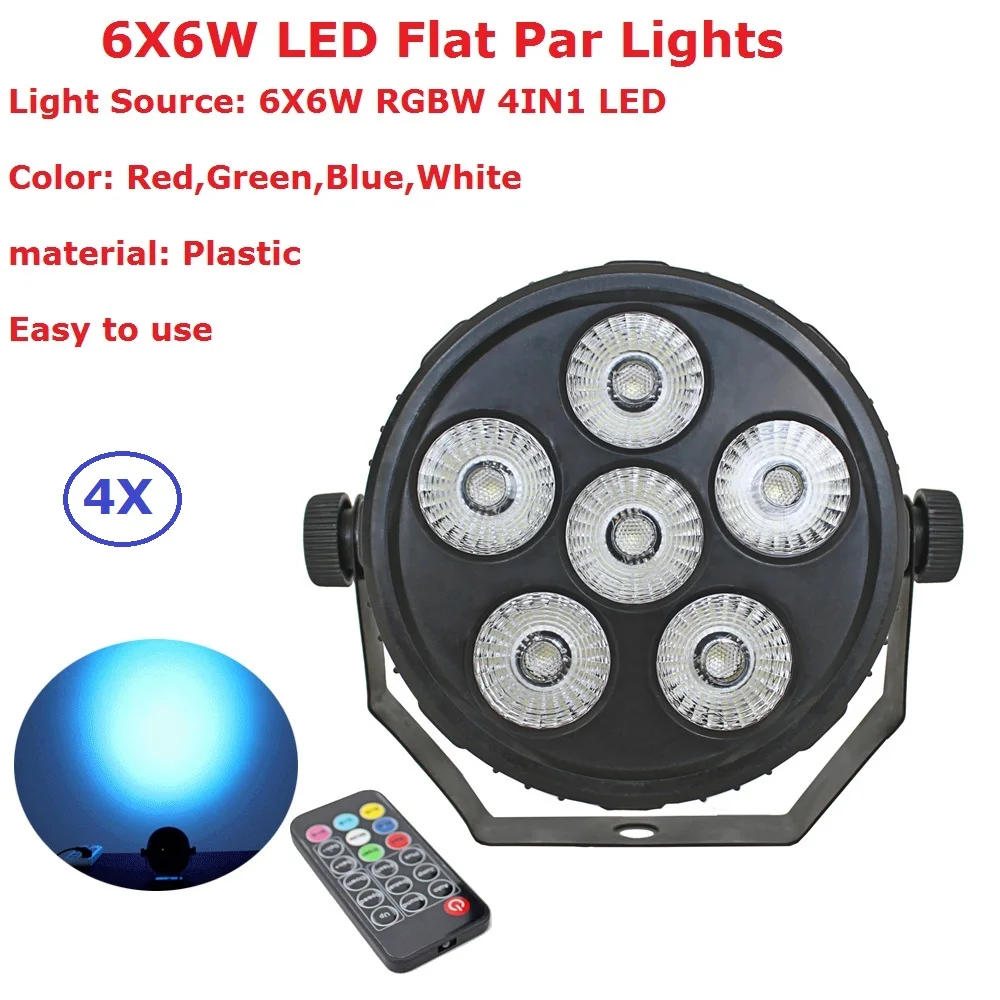 4Pcs Mini Size Plastic Par Lights 6X6W RGBW 4IN1 LED Flat Par Lights With Remote Control Professional Stage Lighting Equipments
4Pcs Mini Size Plastic Par Lights 6X6W RGBW 4IN1 LED Flat Par Lights With Remote Control Professional Stage Lighting Equipments