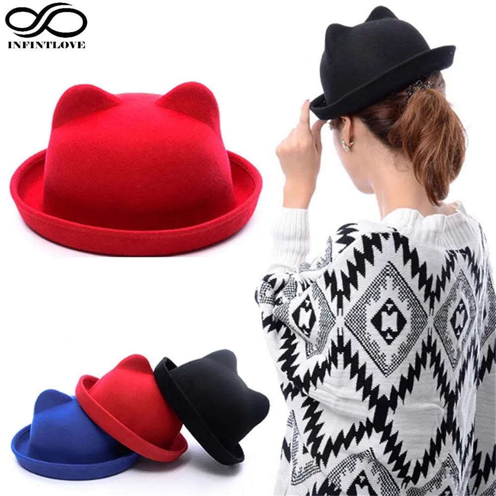 LUCKYLIANJI 1pc Fashion Unique Unisex Wool Vintage Women Bowler Fedora Hats Derby Cat Ear Cap Costume Party (One Size:57cm)
LUCKYLIANJI 1pc Fashion Unique Unisex Wool Vintage Women Bowler Fedora Hats Derby Cat Ear Cap Costume Party (One Size:57cm)