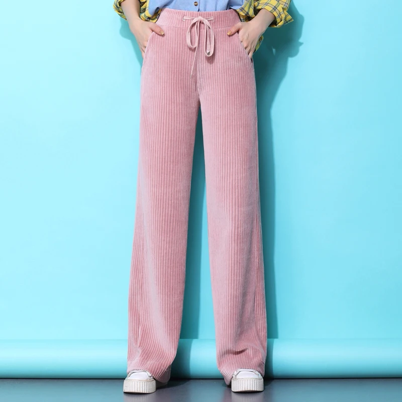 pantalones mujer New solid color corduroy women's spring and autumn retro high waist slim casual tie straight trousers TB190404
pantalones mujer New solid color corduroy women's spring and autumn retro high waist slim casual tie straight trousers TB190404