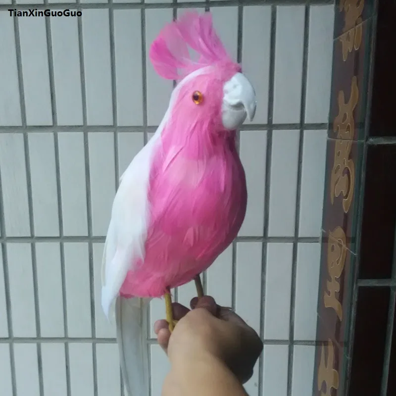 large 40cm simulation cockatoo parrot bird hard model polyethylene&feathers pink parrot bird handicraft garden decoration s1123
large 40cm simulation cockatoo parrot bird hard model polyethylene&feathers pink parrot bird handicraft garden decoration s1123