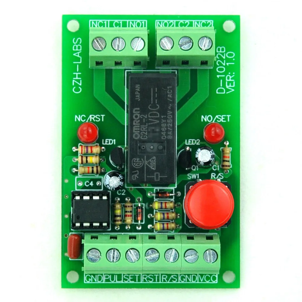 Panel Mount Momentary-Switch/Pulse-Signal Control Latching DPDT Relay Module,24V
Panel Mount Momentary-Switch/Pulse-Signal Control Latching DPDT Relay Module,24V