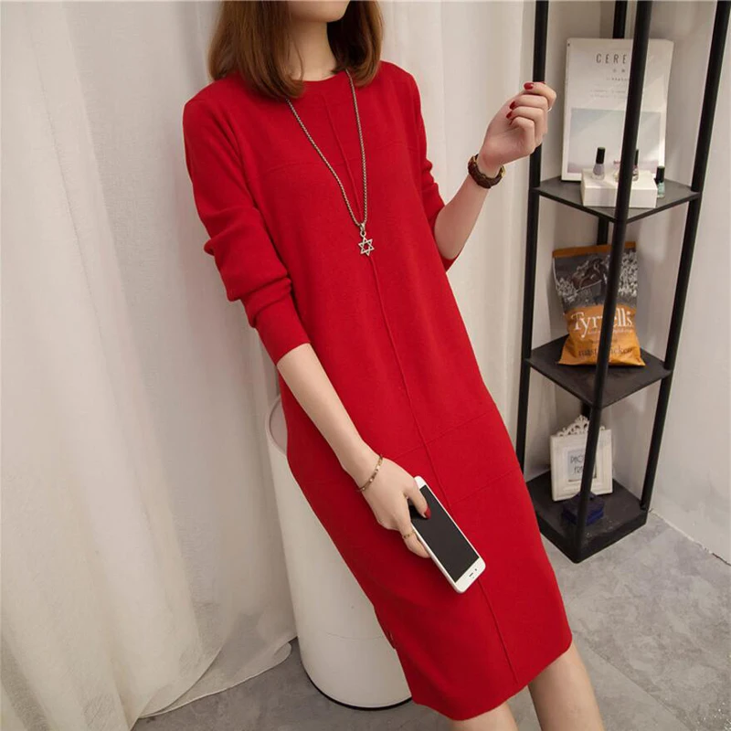 Women's Autumn Winter Slim Sweater Dress 2021 Solid Thick Dress Round Neck Long Sleeve Knit Dress Female LJ0711
Women's Autumn Winter Slim Sweater Dress 2021 Solid Thick Dress Round Neck Long Sleeve Knit Dress Female LJ0711